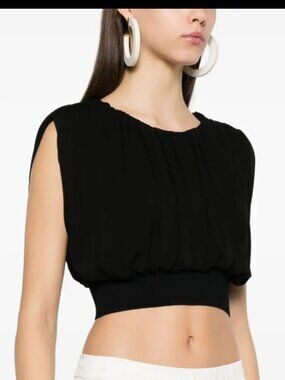 Jonathan Simkhai Allegra Crop Top, Black, Size Large